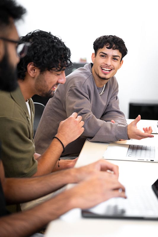 Male student at computer station